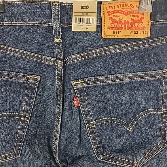 NWT Levi’s 511 Slim Fit Denim Jeans Men’s Size 32x32 Blue Dark Wash Stretch $70 - Picture 6 of 8